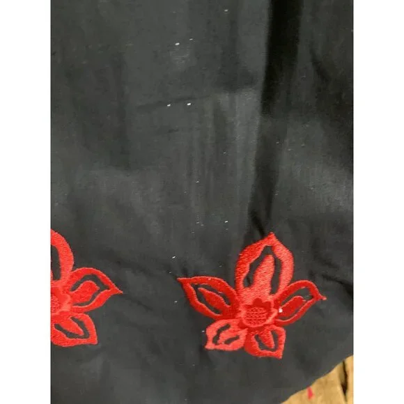 Vintage 1960s 1970s DIRNDL Black Red Floral Embroidered Corset Goth Size 36 - Picture 8 of 9